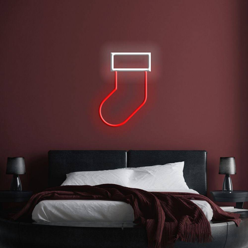 Christmas Red Stocking LED Neon Sign - Made in London Neon Signs - Planet Neon