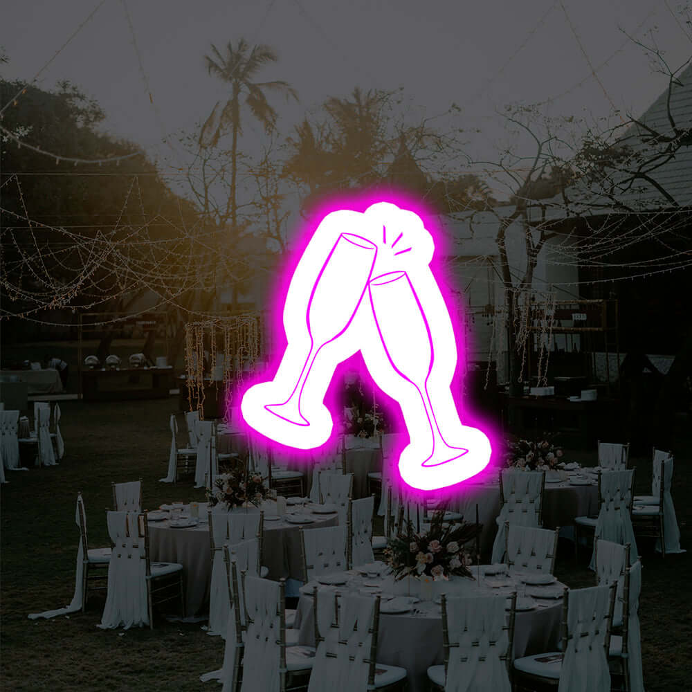 Clinking Glasses Backlit LED Neon Sign - Planet Neon